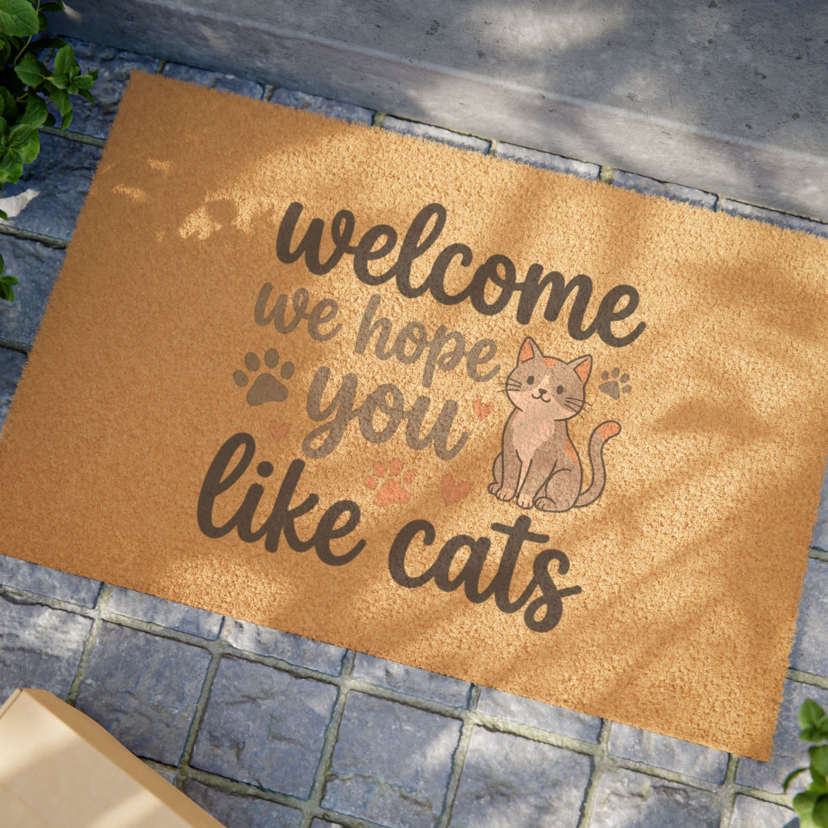 Doormat — "Welcome We Hope You Like Cats" Cute Cat Welcome Mat