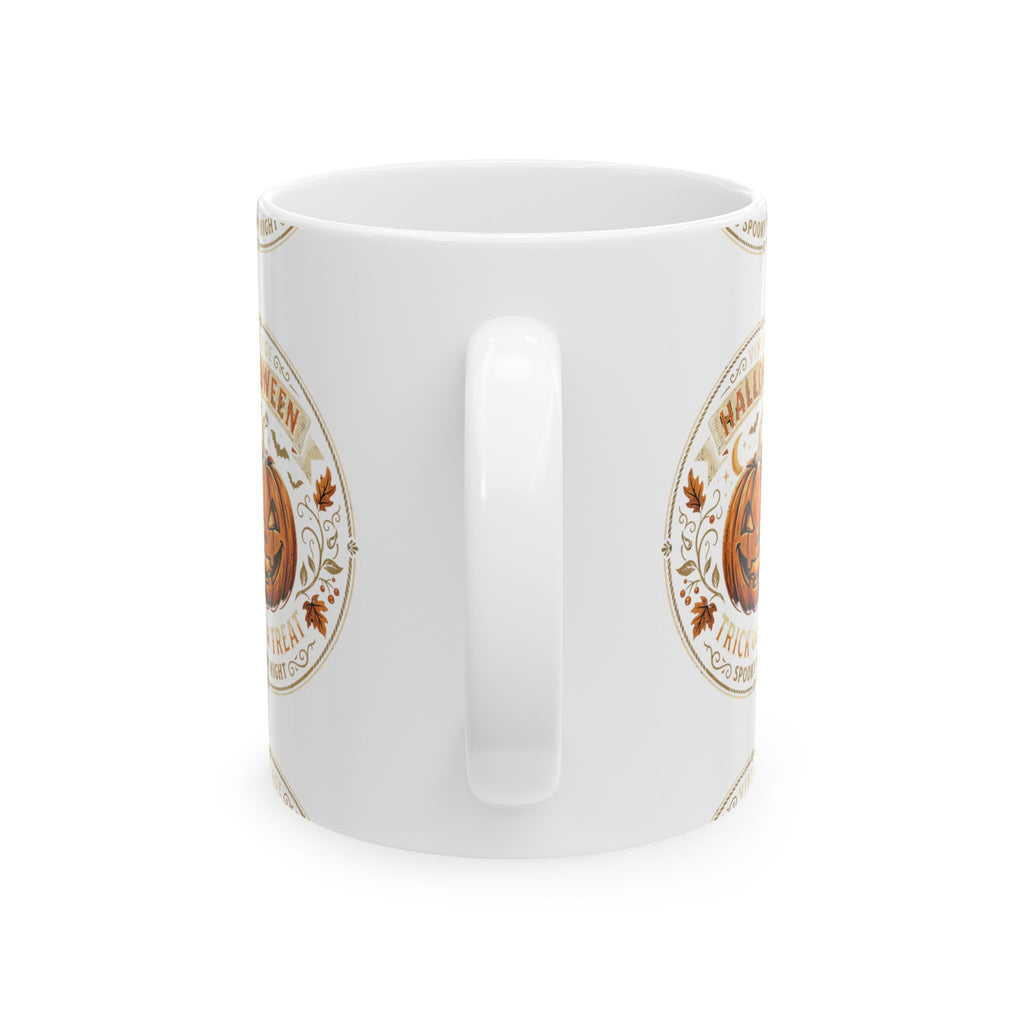 Halloween Pumpkin Ceramic Mug – 'Halloween Trick or Treat' Jack-O'-Lantern Coffee Cup (11oz/15oz)