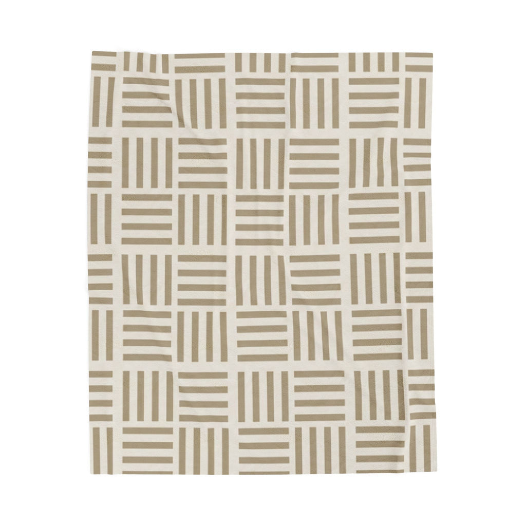 Neutral Geometric Plush Throw Blanket