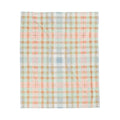 Pastel Plaid Velveteen Plush Blanket — Soft Cozy Throw for Nursery & Living Room