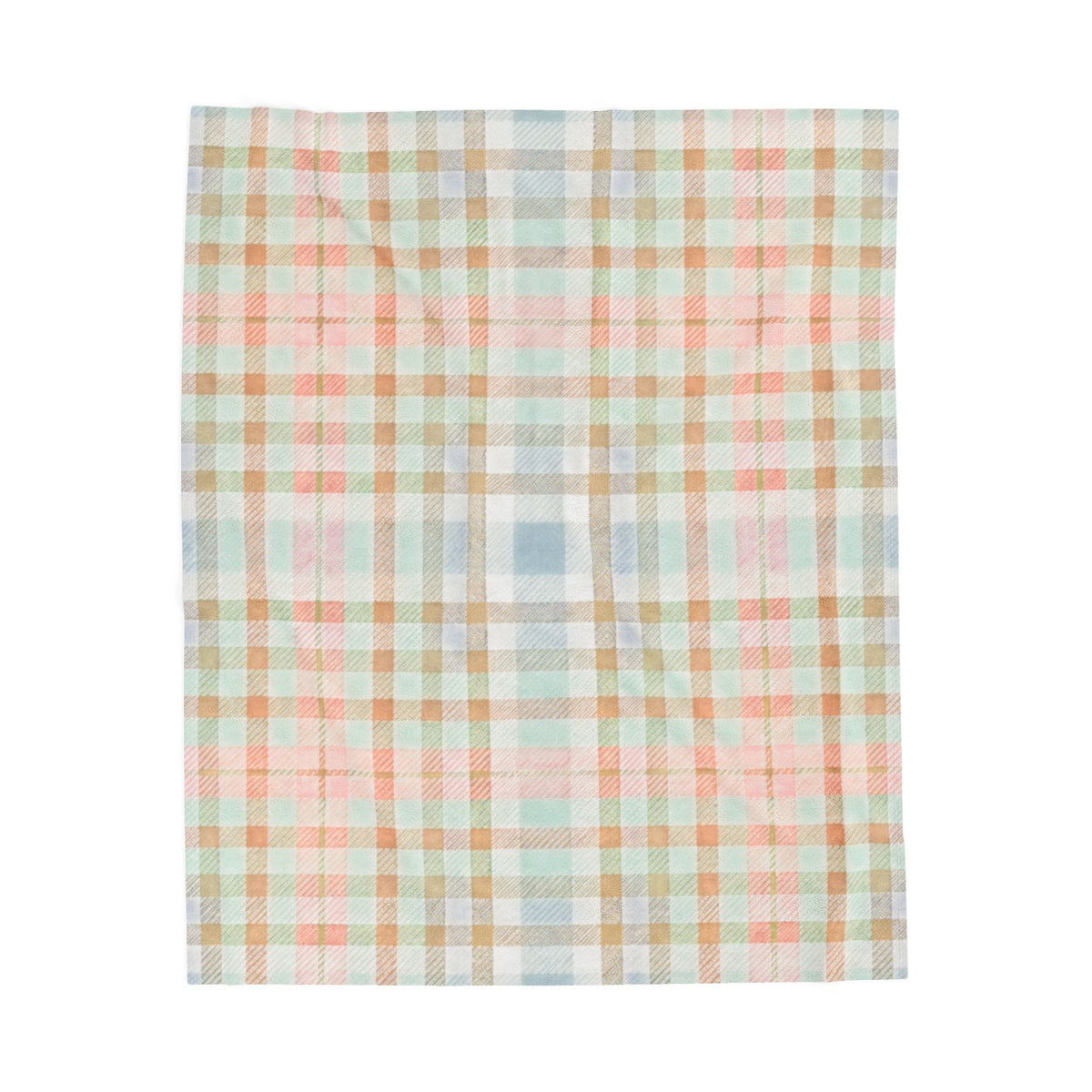 Pastel Plaid Velveteen Plush Blanket — Soft Cozy Throw for Nursery & Living Room