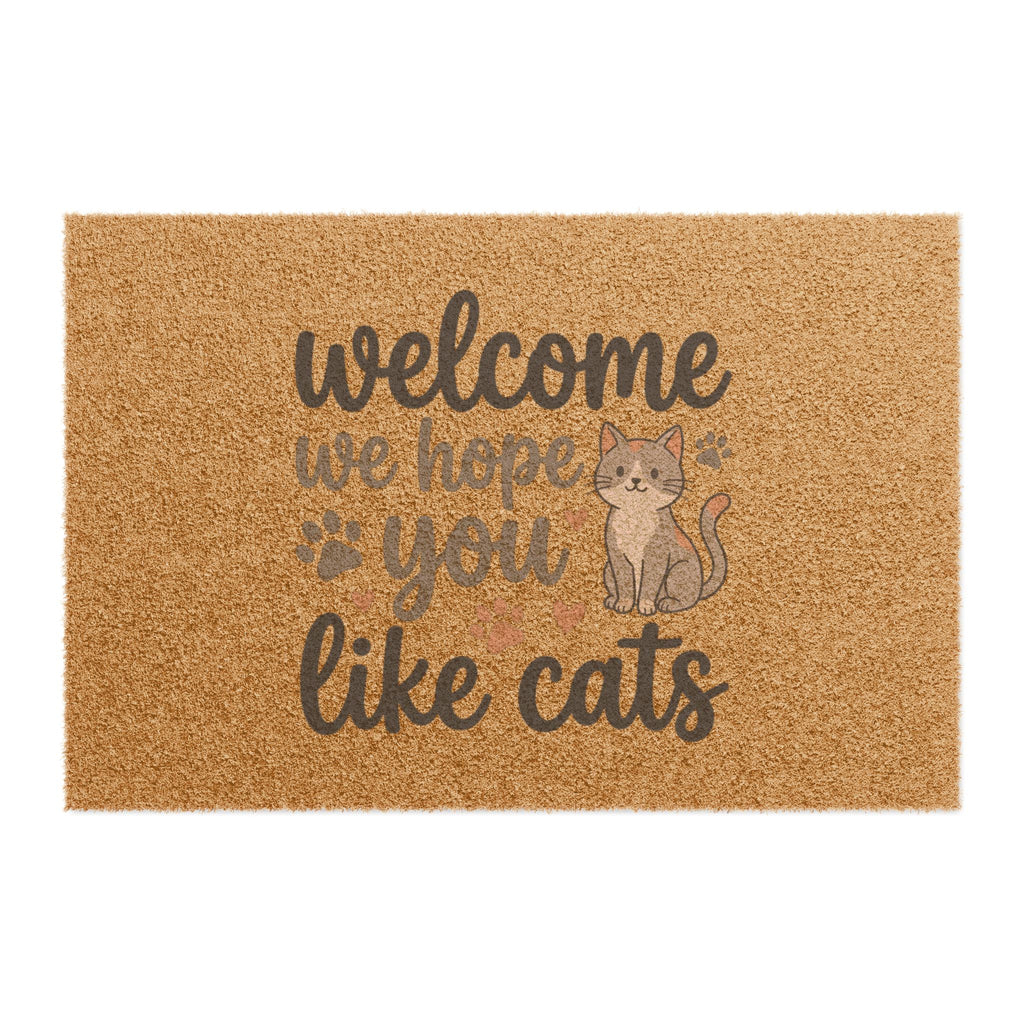 Doormat — "Welcome We Hope You Like Cats" Cute Cat Welcome Mat