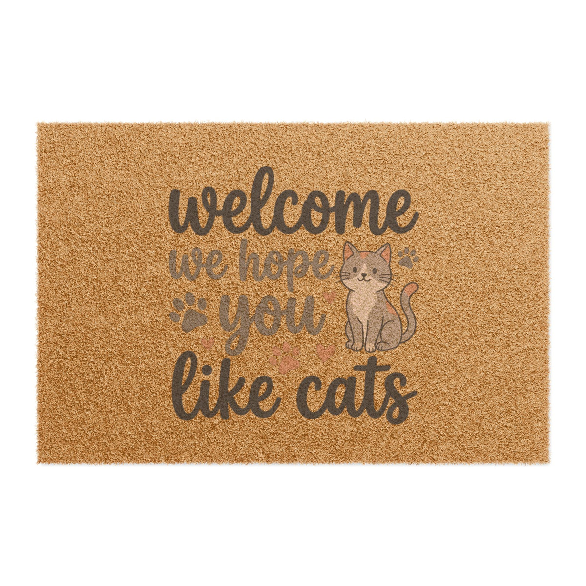 Doormat — "Welcome We Hope You Like Cats" Cute Cat Welcome Mat