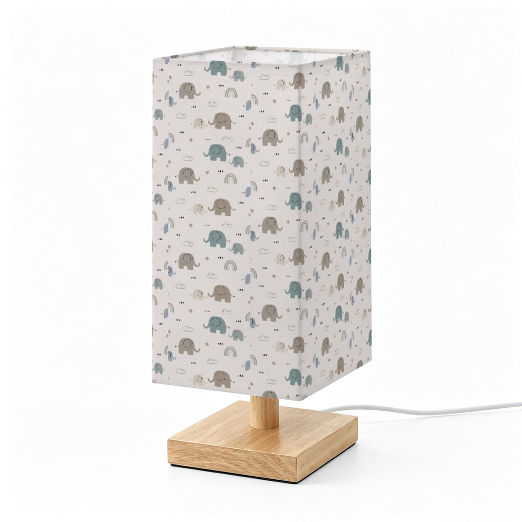 Large Square Table Lamp-Elephant Print