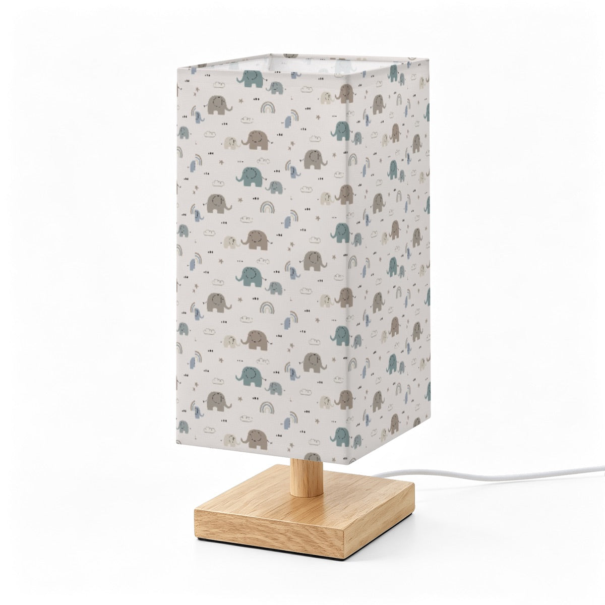 Large Square Table Lamp-Elephant Print