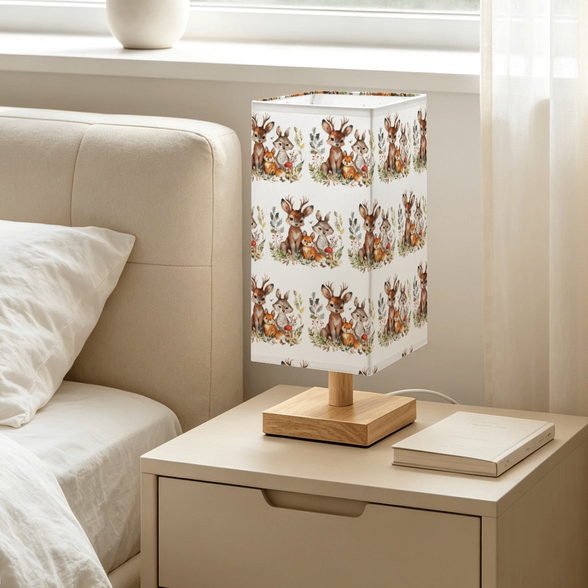 Large Square Table Lamp- Woodland