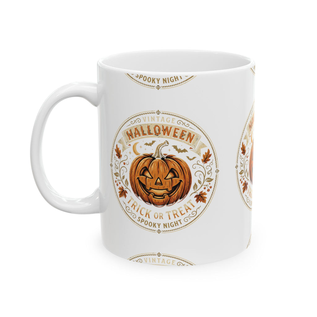 Halloween Pumpkin Ceramic Mug – 'Halloween Trick or Treat' Jack-O'-Lantern Coffee Cup (11oz/15oz)