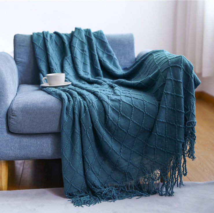 Cozy Diamond Knit Throw Blanket