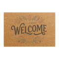 Welcome Coir Doormat — Rustic Floral Entryway Mat