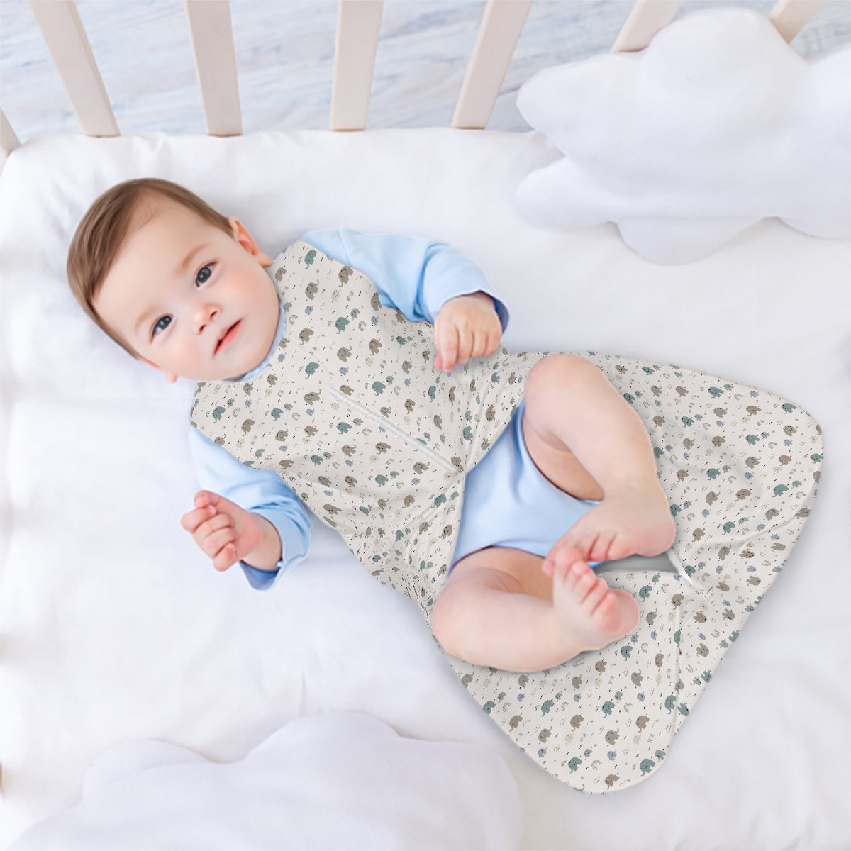 Sleeveless Baby Sleep Sack-Elephant Print