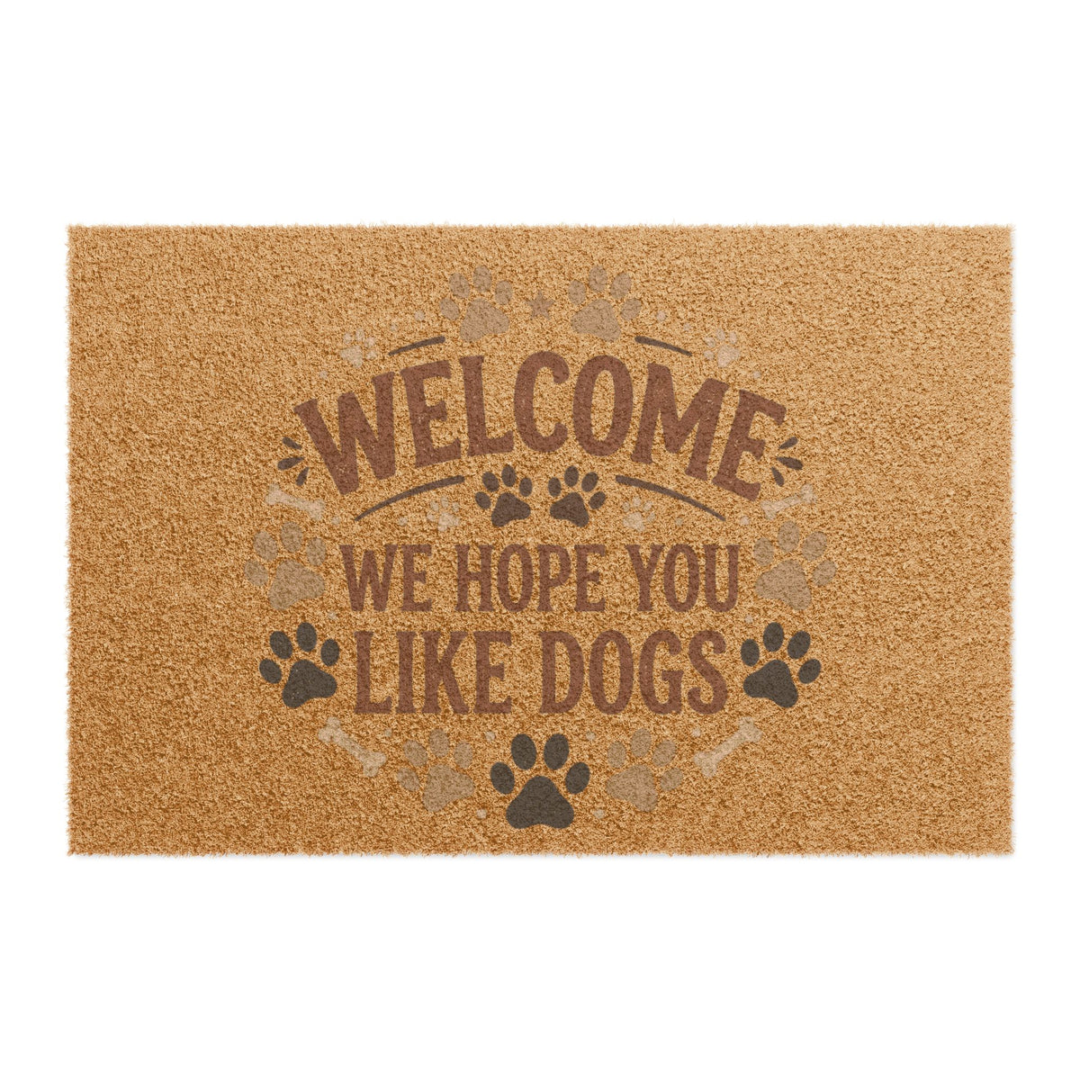 Doormat — "Welcome We Hope You Like Dogs" Paw Print Coir Welcome Mat