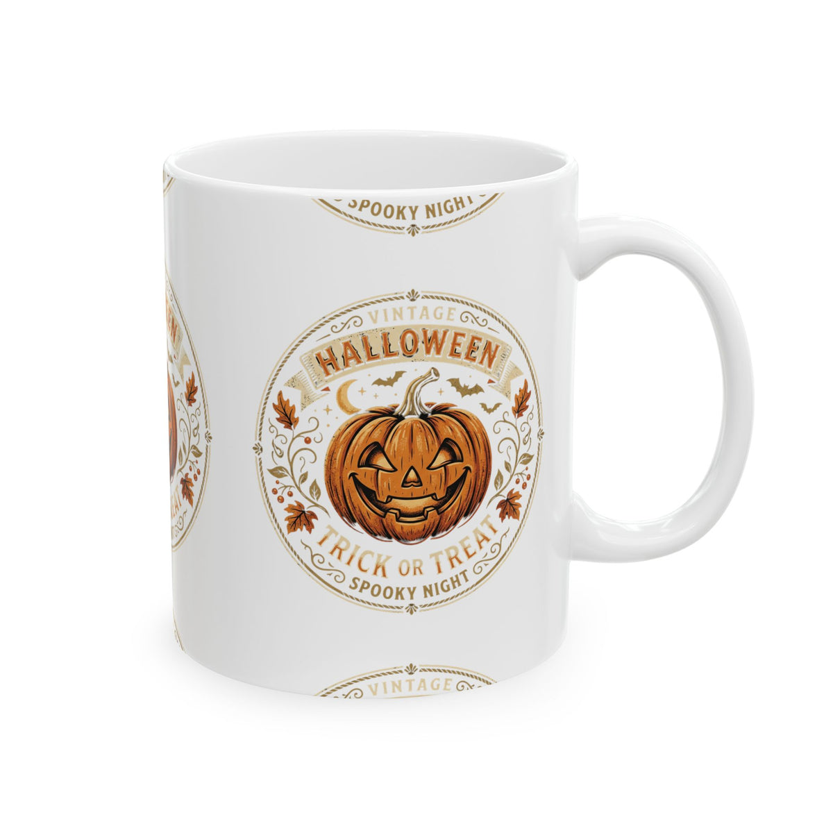 Halloween Pumpkin Ceramic Mug – 'Halloween Trick or Treat' Jack-O'-Lantern Coffee Cup (11oz/15oz)