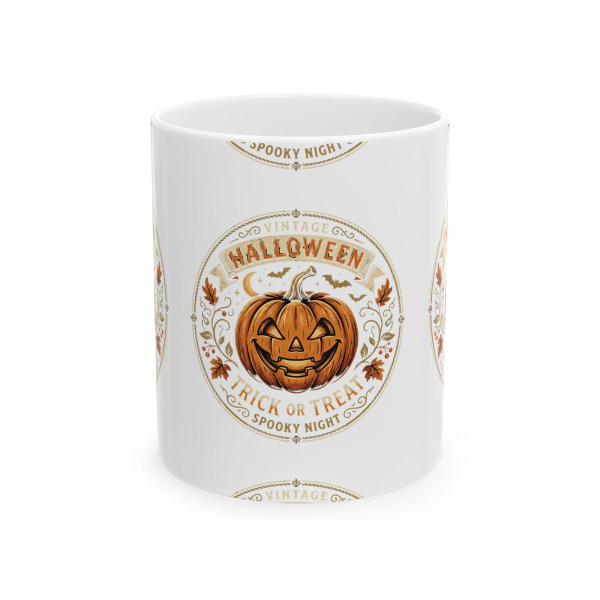 Halloween Pumpkin Ceramic Mug – 'Halloween Trick or Treat' Jack-O'-Lantern Coffee Cup (11oz/15oz)