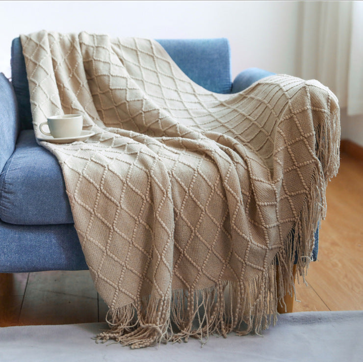 Cozy Diamond Knit Throw Blanket