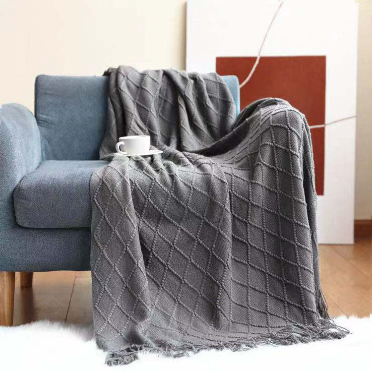 Cozy Diamond Knit Throw Blanket