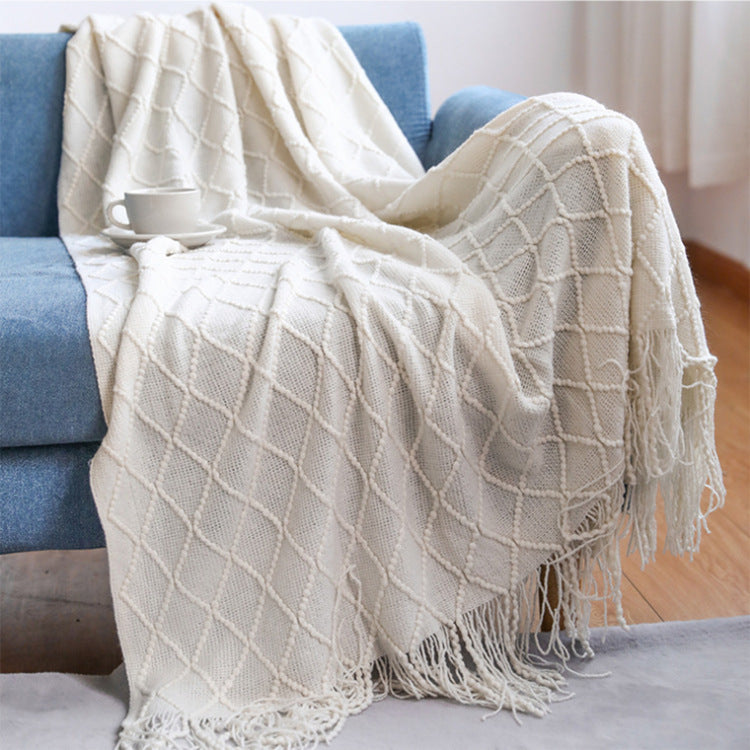 Cozy Diamond Knit Throw Blanket