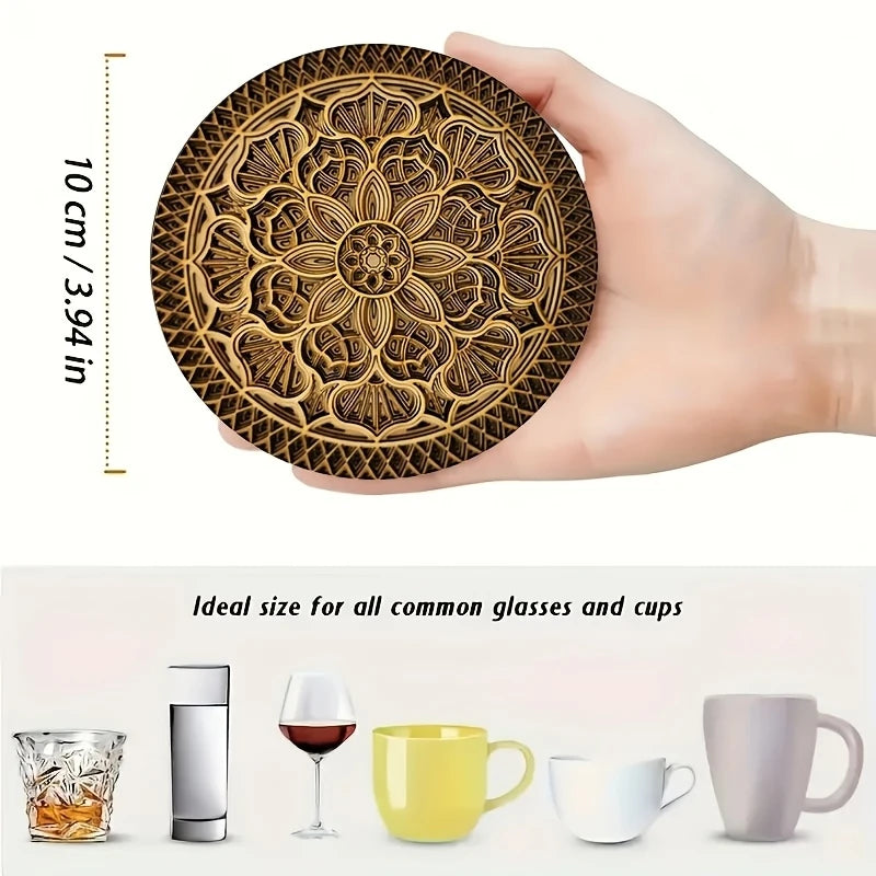 Mandala Wooden Coaster Set