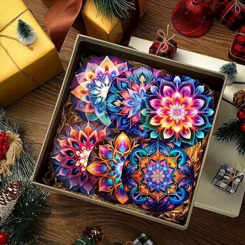 Mandala Wooden Coaster Set