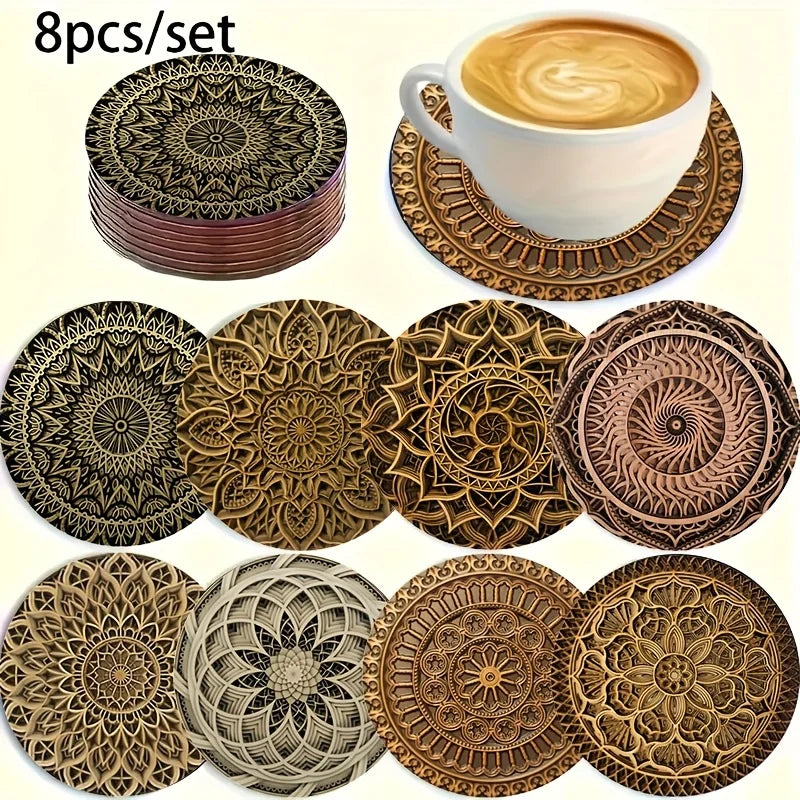 Mandala Wooden Coaster Set