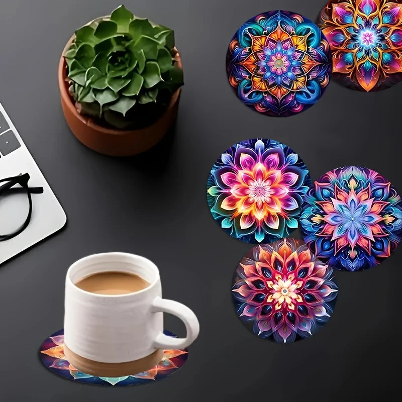 Mandala Wooden Coaster Set