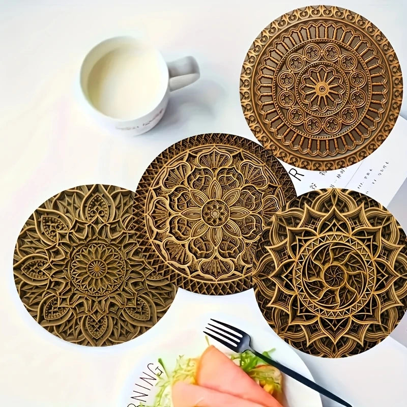 Mandala Wooden Coaster Set