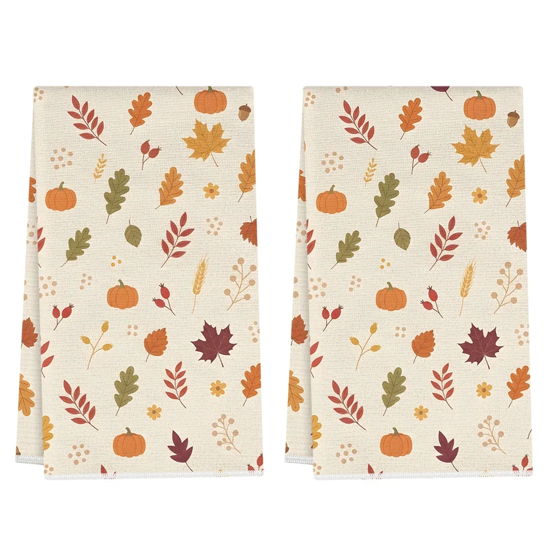 Hello Autumn 2-Piece Kitchen Towel Set | Fall Pumpkin & Leaves Décor