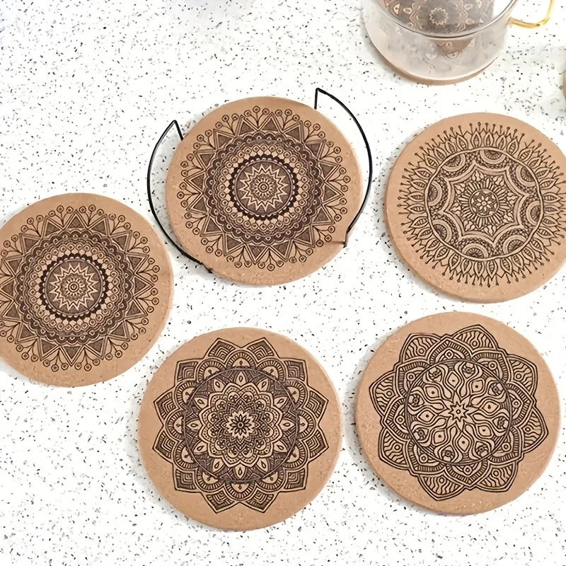 Mandala Wooden Coaster Set