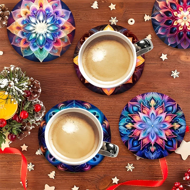 Mandala Wooden Coaster Set