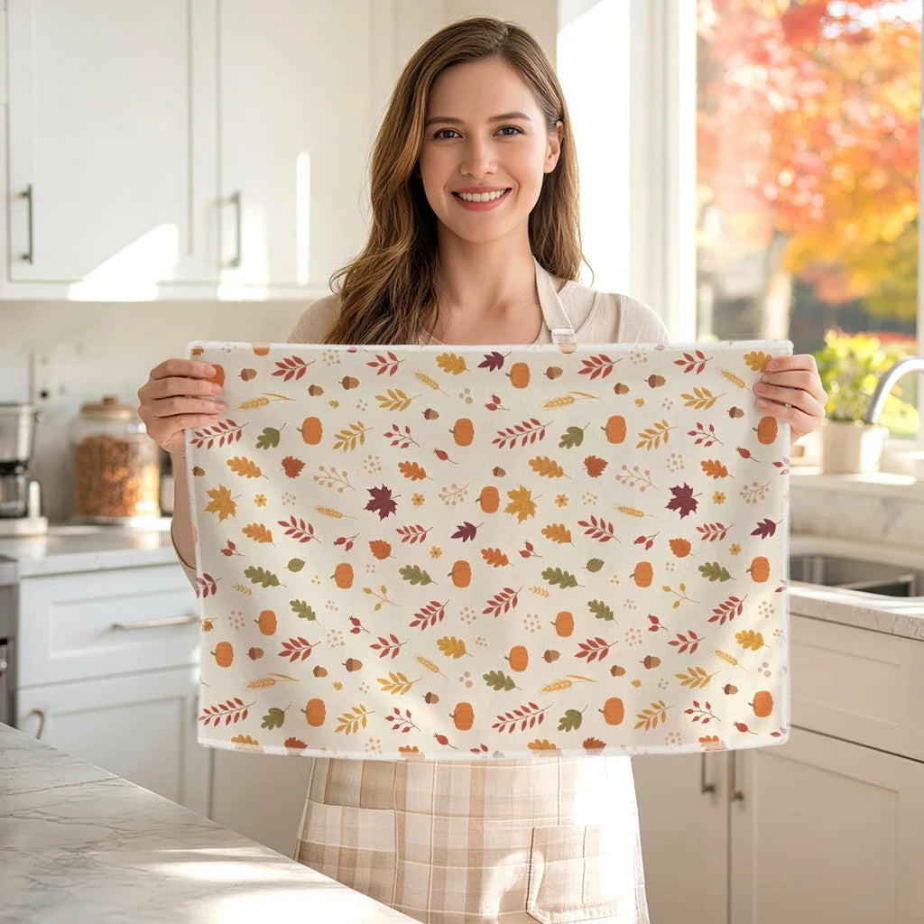 Hello Autumn 2-Piece Kitchen Towel Set | Fall Pumpkin & Leaves Décor