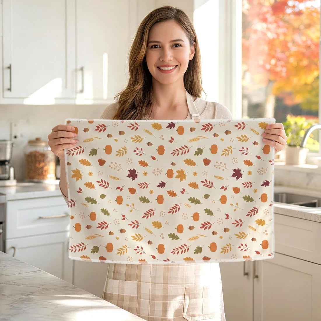Hello Autumn 2-Piece Kitchen Towel Set | Fall Pumpkin & Leaves Décor