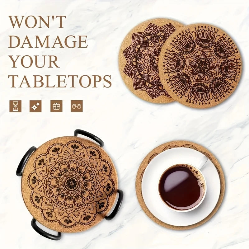 Mandala Wooden Coaster Set