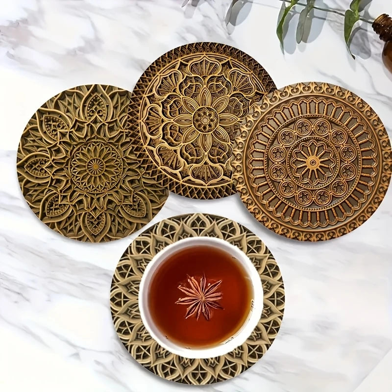 Mandala Wooden Coaster Set