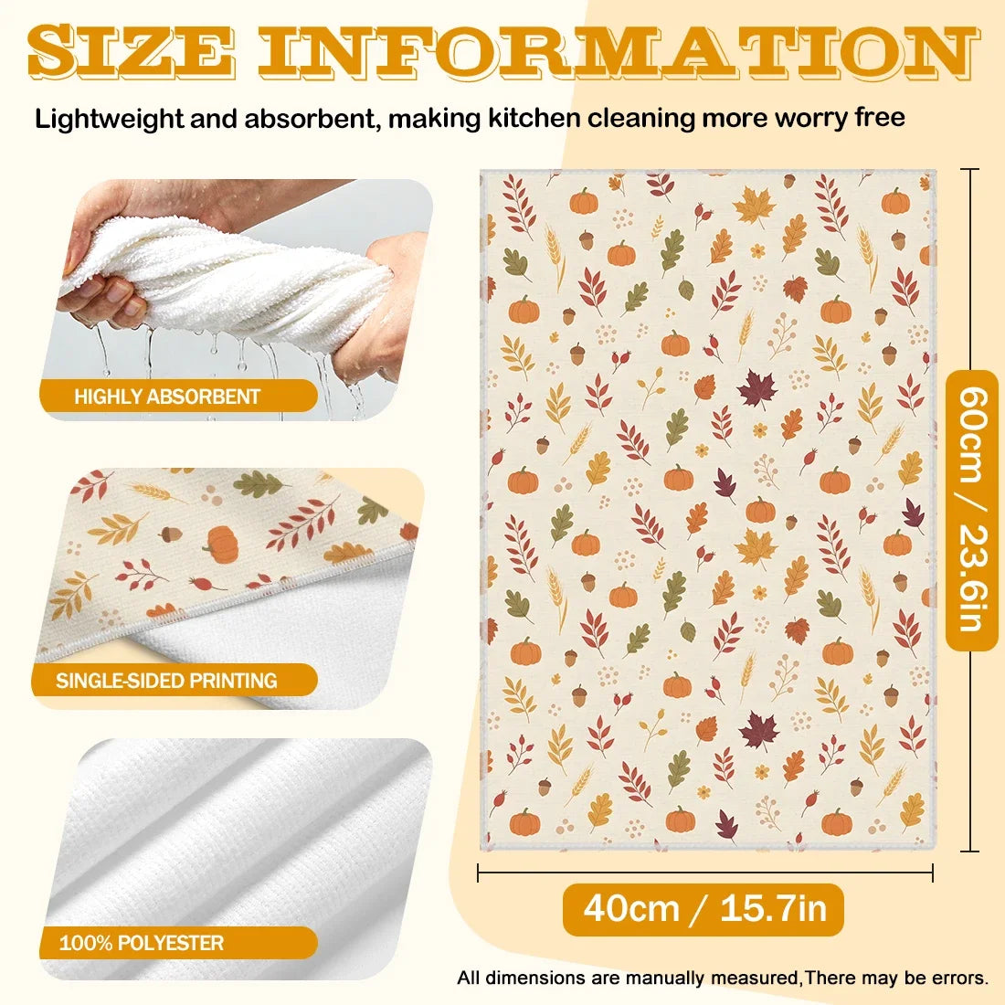 Hello Autumn 2-Piece Kitchen Towel Set | Fall Pumpkin & Leaves Décor