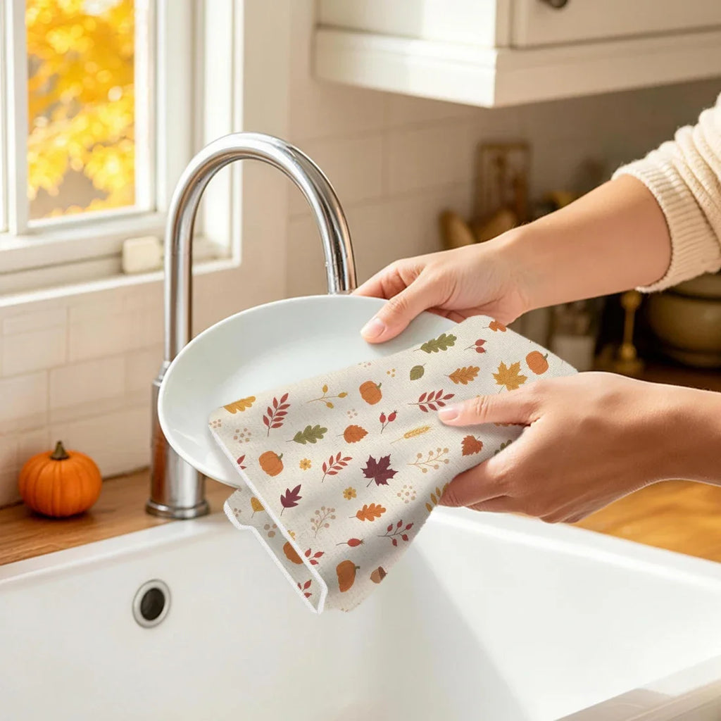 Hello Autumn 2-Piece Kitchen Towel Set | Fall Pumpkin & Leaves Décor
