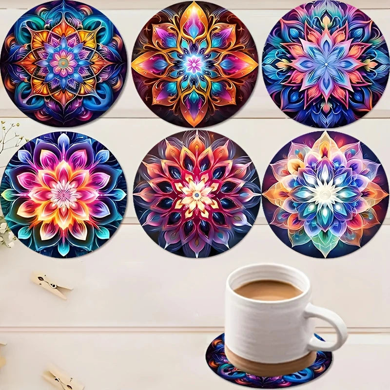 Mandala Wooden Coaster Set